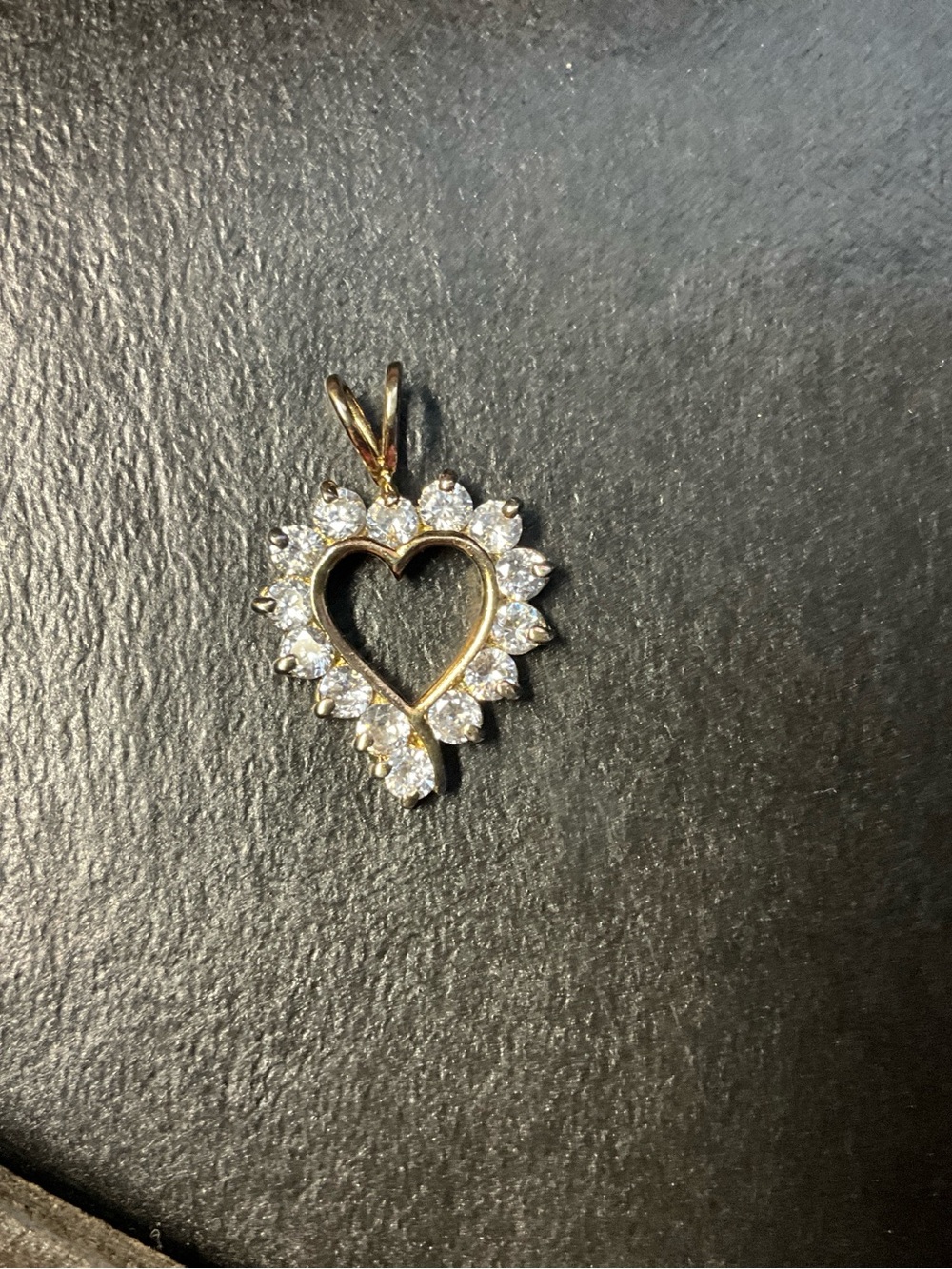 Vintage 925 Yellow Gold Color Heart Halo Pendant Round Cubic Zirconia Insert